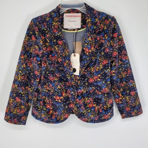 Women's ANTHROPOLOGIE CARTONNIER Floral Corduroy Peplum Blazer Size 6 NEW - Picture 1 of 5